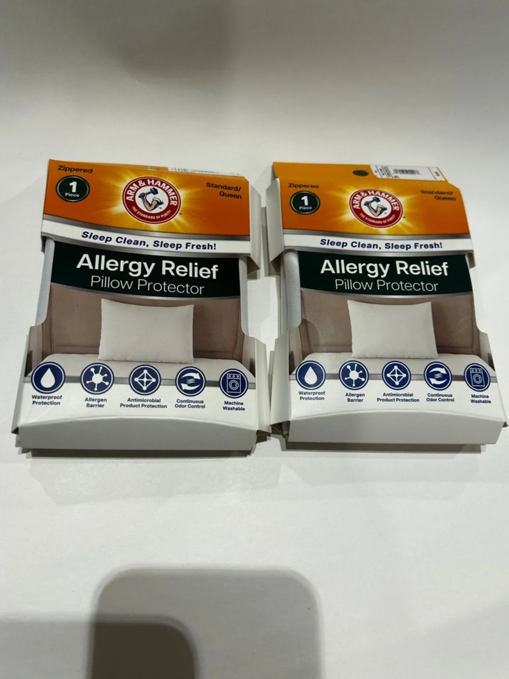 Arm & Hammer Allergy Relief Pillow Protector set of two standard queen size bws